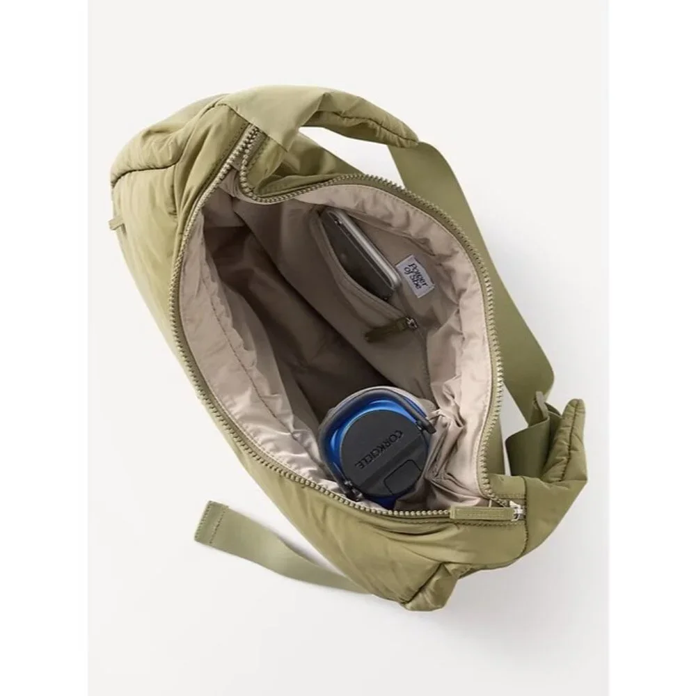 Athleta Olive Green Quilted Hobo Bag NWT